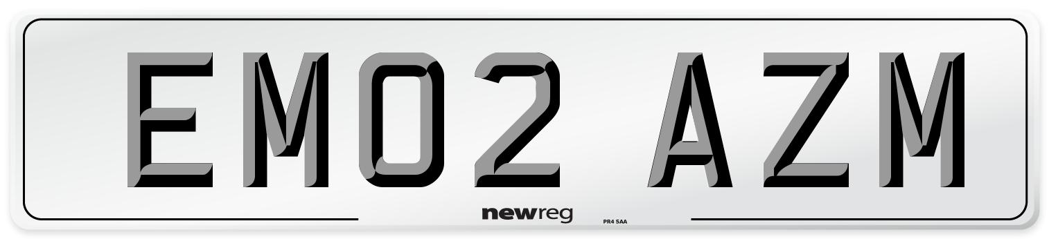 EM02 AZM Number Plate from New Reg